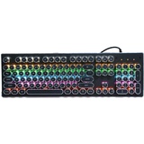 Retro Mechanische Tastatur, 104 Tasten Punk Style Round Key Gaming Mechanische Tastatur Ergonomisches Design mit Buntem Mischlicht für Desktop- und Notebook-Computer(schwarz)
