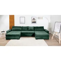 Wohnlandschaft COLLECTION AB "XXXL-Josy Relax U-Form Breite 352 cm, mit 2 gleich großen Recamieren", grün (dunkelgrün), B:352cm H:41cm T:161cm, 100%Polyester, Sofas, inkl. Bettfunktion, Bettkasten, mit 4 Rückenkissen in zwei Größen