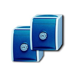 Busch-Jaeger ocean SCHUKO® Steckdosen mit Sicherheitsschloss, 2 St. (grau/blaugrün)