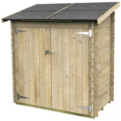 MAESTRO FERRETERO Angebautes Gartenhaus Bh16 Ambrogio 155x85 aus naturbelassenem Fichtenholz 16 mm mit Doppeltür, OSB3-Dach und Boden, Montage