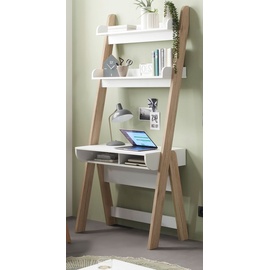 MCA Furniture Schreibtisch Regal weiß matt, Eiche hell Dekor, BxHxT 85x182x48 cm