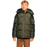 JACK & JONES Aero Puffer Jacke - Forest Night / Detail Black Blocking - 12 Jahre