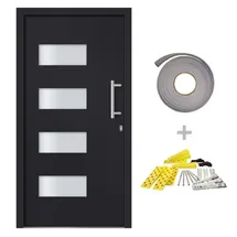 vidaXL Haustür Aluminium rechts 100 x 210 cm grau