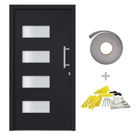 vidaXL Haustür Aluminium rechts 100 x 210 cm grau