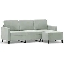 vidaXL 3-Sitzer-Sofa mit Hocker Hellgrau 180 cm Samt