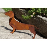 Edelrost Dackel Benji 3D 47 x 27 cm Hund Tierfigur Gartendekoration Rost