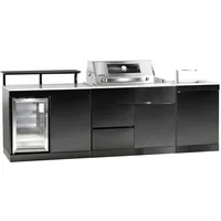 Buschbeck Outdoorküche Bradford inkl. Kühlschrank und Spüle mit Weißer Marmor-Platte