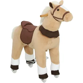 aiyaplay Reitpferd, Spielpferd zum Reiten mit Sattel Rollen 80 cm Braun