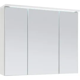 Stella Trading Spiegelschrank Bad mit LED-Beleuchtung in Weiß - Badezimmerspiegel Schrank mit viel Stauraum - 80 x 68 x 22,5 cm (B/H/T)