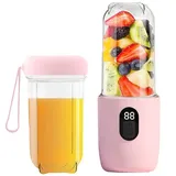Tragbarer Mixer, 500ml Smoothie Maker,16-Blatt Portabler Elektrischer Saftpresse, Mini-Mixer 1200 Mah,Smoothie maker to go Mit Digitalanzeige Für Babynahrung Saft Marmelade Shake Smoothie