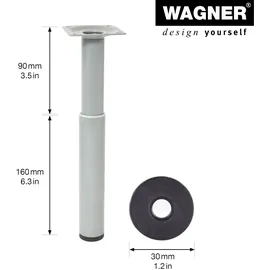 Wagner Möbelbein Telescope ST 1827 12182701 Ø 30 x 160-250 mm