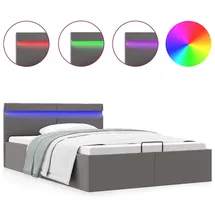 vidaXL Bett mit Bettkasten Hydraulisch LED Grau Kunstleder 120x200 cm