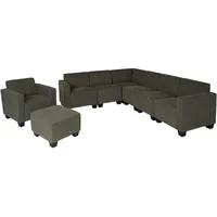 Mendler Modular Sofa-System Couch-Garnitur Lyon 6-2, Stoff/Textil ~ braun