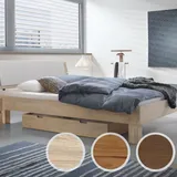 Hasena Oak-Line Wild Massivholzbett Cadro Ivio/Alpa 140x200 cm natur