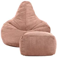I.C.O.N. Icon Dalton Sitzsack mit Hocker Cord, Rosa, Gaming