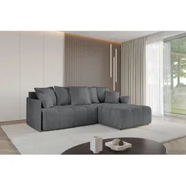 altdecor Ecksofa Cord 4-Sitzer Dunkelgrau