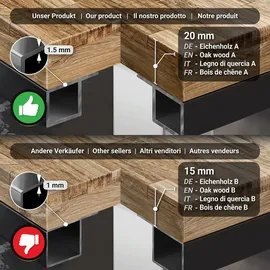 GGM Möbel MM | Bistro Massiv Tisch | Quadratisch | 60 x 60 x 77 cm | Eiche / Edelstahl