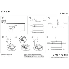 FARO LUAN Deckeneinbauleuchte 40W warmweiß IP44 weiß
