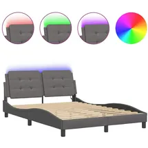 vidaXL Bettgestell mit LED Grau 120x200 cm Kunstleder