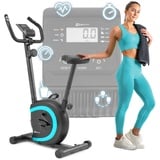 Hop-Sport Heimtrainer HS-015H, kompakter Hometrainer für Senioren geeignet, Fahrrad ideal für das Training zuhause, Pulssensoren & Anti-Rutsch-Pedale Türkis