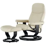 Stressless Relaxsessel Leder 85 x 100 x 77 cm creme mit Hocker