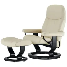 Stressless Relaxsessel Leder 85 x 100 x 77 cm creme mit Hocker