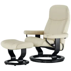 Stressless Relaxsessel Leder 85 x 100 x 77 cm creme mit Hocker