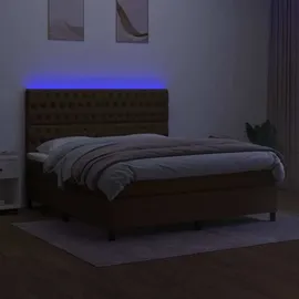 vidaXL Boxspringbett mit Matratze & LED Dunkelbraun 180x200 cm Stoff