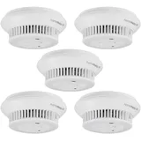 Homematic IP Smart Home 5er-Set Rauchwarnmelder mit Q-Label, Rauchmelder alarmiert lokal über die Sirene und per Push-Benachrichtigung in der Smartphone-App, integrierte LED-Notbeleuchtung