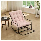 Odikalo Schaukelsessel Outdoor-Indoor Schaukelsessel,Komfortabler Loungesessel mit Kopfkissen, Robuste & Rostfreie Konstruktion, Schneller Aufbau in 30 Minuten rosa