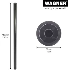 Wagner Möbelbein/Systemrohr TENO - Ø 30 x 718 mm, individuell kombinierbar, Stahl, schwarz, Tragkraft 50 kg - 12107201