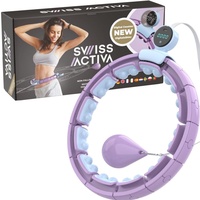 Swiss Activa+ Smart Hula Hoop S6+ Lila/Blau - Hula Hoop Que nie fällt - Fitness Hula Hoop mit Gewicht - Smart Hoola Hoop mit Zähler