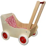Vedes Holzpuppenwagen Laura Holz mit Garnitur karo rot/weiß