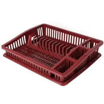 URBAN LIVING Sonoma Geschirrkorb mit Tablett, Farbe Ruby Wine, 46 x 37 x 9,5 cm