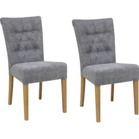 Home Affaire Queen blau (blaugrau, natur), B:46cm H:93cm T:64cm, Polyester, Stühle, Polsterstuhl, Esszimmerstuhl mit Knopfheftung, 2er, 4er oder 6er-Set