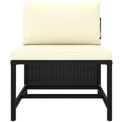 vidaXL 3-Sitzer-Gartensofa mit Auflagen Schwarz Poly Rattan