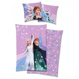 Disney Frozen - Die Eiskönigin Bettwäsche, Anna, ELSA 80x80cm + 135x200cm, 100% Baumwolle mit Reißverschluss