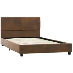 vidaXL Bettgestell Braun Wildleder-Optik 90x200 cm