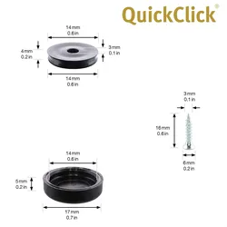 WAGNER QuickClick® Kunststoffgleiter BLACK - zum Schrauben, 4x Basis & Schraube & Aufsatz Ø 17 mm, DE Ware - 15830000