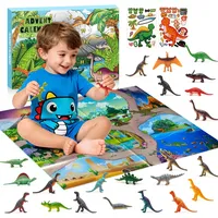 JJKOL Dinosaurier Adventskalender 2025 Kinder Jungen Mädchen, Dino Adventskalender 2025 Dinosaurier Spielzeug für Kinder ab 3-12 Jahre, mit 24 Dinosaurierarten 2 Aufkleber und 1 große Karte