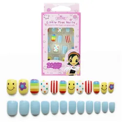 HYTIREBY Kunstfingernägel Selbstklebende Künstliche Fingernägel Set Falsche Kunstnägel, 24-tlg., Geschenke für Kinder und kleine Mädchen gelb