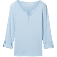 Tom Tailor Henley 3/4-arm T-Shirt Light Fjord Blue White