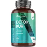 Detox Kur mit Artischocke, Mariendistel, Löwenzahn - 180 vegane Kapseln - 10 Mrd. KBE Kulturen Komplex - Mit Flohsamenschalen, Leinsamen, Aloe Vera - Frei von Magnesiumstearat & Gluten - WeightWorld
