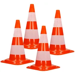 ECD Germany 4er Pack Warnkegel Warnleitkegel Verkehrsleitkegel Pylon Sicherheit 47 cm Kegel