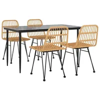5-tlg. Garten-Essgruppe Poly Rattan - Braun/Schwarz