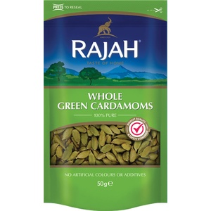 Rajah ganzer Kardamom – Grünes Kardamomgewürz zum Würzen, Kochen und Backen – 1 x 50 g