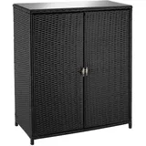 Tectake GmbH Rattan Gartenschrank Monza, Aluminiumgestell, 4 Fächer