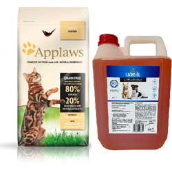 Applaws trockenes Katzenfutter mit Huhn 7,5kg + LAB V Lachsöl 5l (Rabatt für Stammkunden 3%)