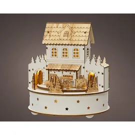 Kaemingk Weihnachts-Szene Haus mit 2 Torbögen Ø 17,5 cm Höhe 19,5 cm Braun