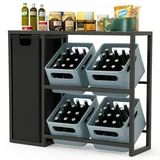 DanDiBo Ambiente Getränkekistenregal 4 Kisten mit Ablage 2 in 1 Metall 96647  Schwarz